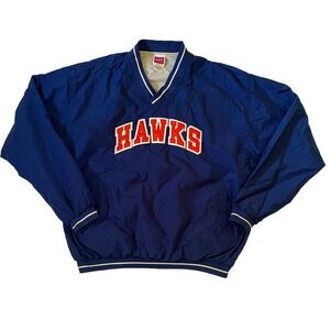 Vintage Atlanta Hawks Rawlings Pullover Jacket Size 2XL Pullover Blue Basketball